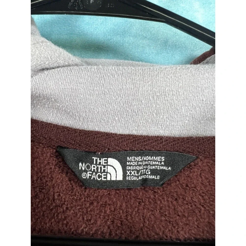 The North Face Mens Burgundy Pullover Fleece Hoodie Logo Graphic Pockets XXL